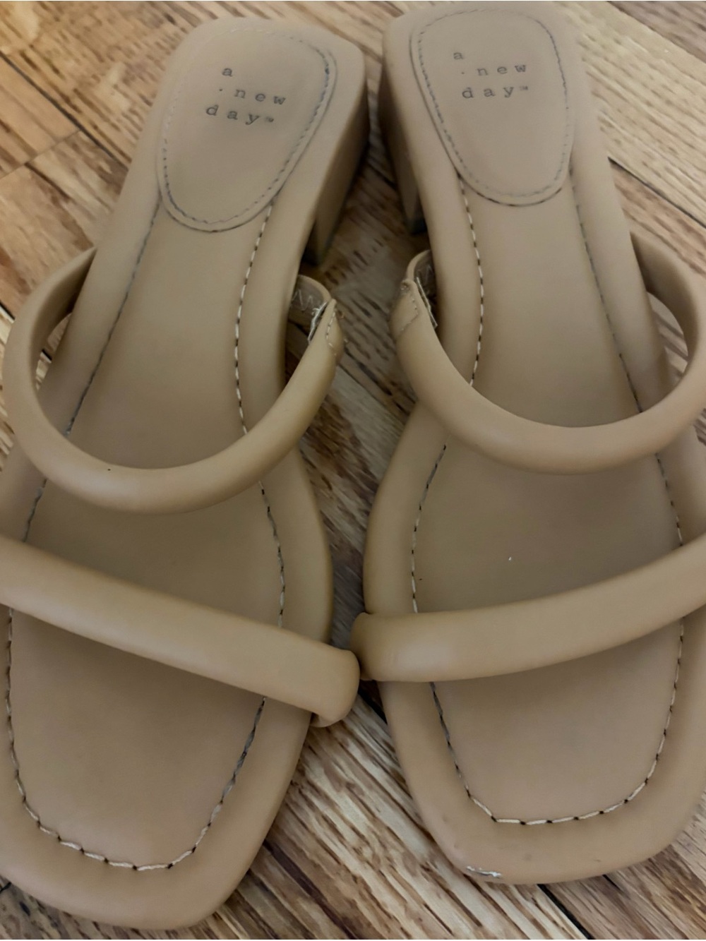 Target a new day Beige Double-Strap Block Heel Sandals